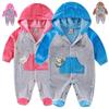 Newborn Baby Boy And Girl Infant Hooded Clothing Velvet Winter Spring One Piece Kid Long Sleeve Kidswear Aapparel Newborn Suits Tddler Romper
