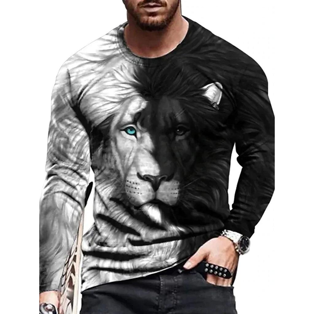 Осенне-весенняя мужская футболка с длинным рукавом и принтом