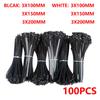 100 PCS 1 Bag Black Zip Wraps Strap Nylon Cable Tie Set Self-locking Plastic Nylon Tie 1fastening Ring Loop Wire Wra