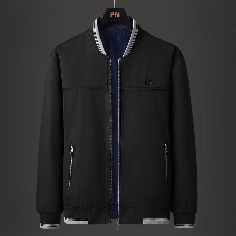 Мужская двусторонняя куртка на весну и осень для среднего и пожилого возраста, деловое хлопковое пальто, повседневная куртка-джокер