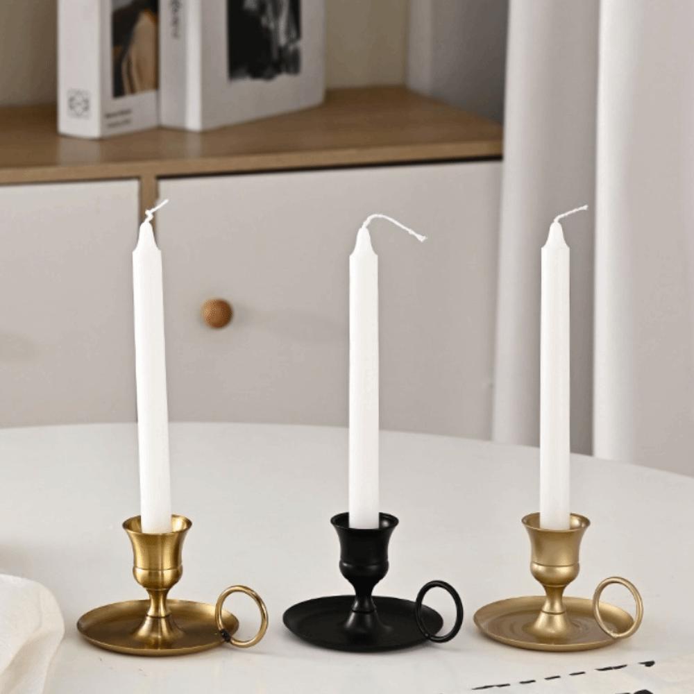 2 Piece with Holding Ring Desktop Candlestick Retro Candle Stand  Restaurant