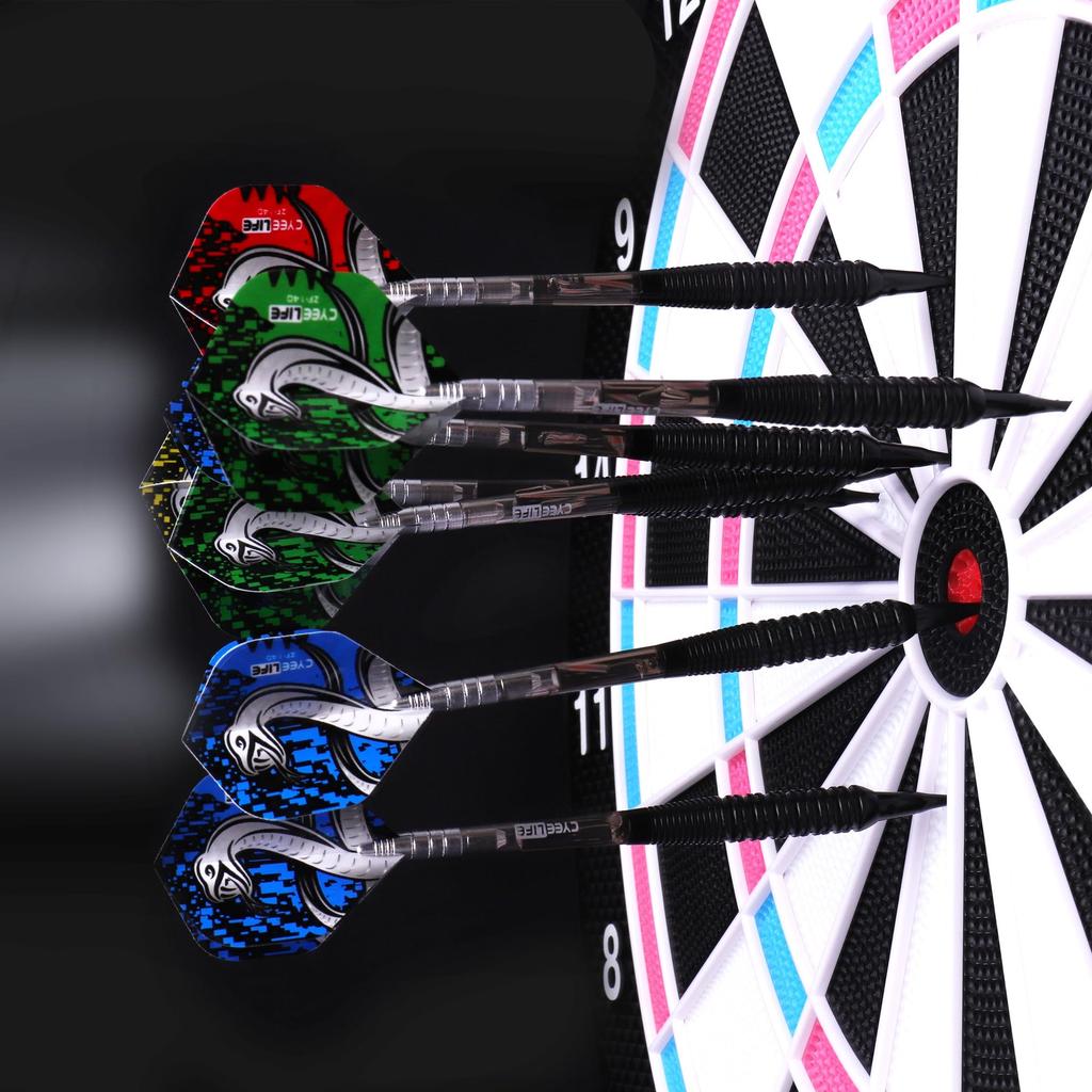 Cyeelife 12 шт. Профессиональный набор дротиков с мягким наконечником 18 г, пластиковым наконечником, 13 прозрачными ПК, 100 дополнительными дротиками, 16 защитными протекторами для оперения и электронным ключом для дротиков