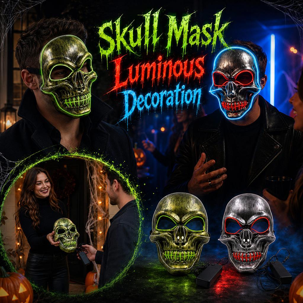 Halloween Glowing for Adults - Scary Light Up Face for Costume Party and Events