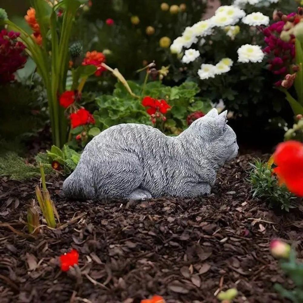 Realistic Cat Sculpture Resin Animal Figurines Art Figurines Ornaments  Garden Decor