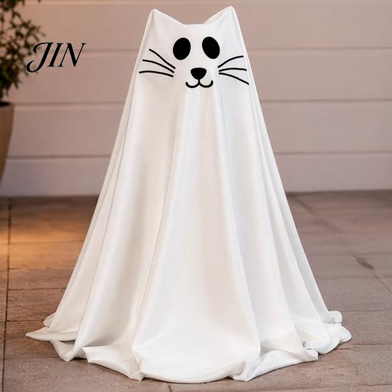 Halloween Ghost Decoration Cat Decoration, Adjustable Cute Standing White Stable Yard Decor for Indoor Table, Fireplace, Home Innovative Design