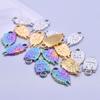 Kawaii Owl Pendant Rainbow/Gold/Silver Color Animal Charm Titanium Steel Charm For Jewelry Making Supplies DIY Necklace Material