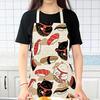 Японский фартук с котиком для суши, Узор с счастливым котом и морепродуктами, Кухонный фартук, Доступен в нескольких размерах, Идеально для дома