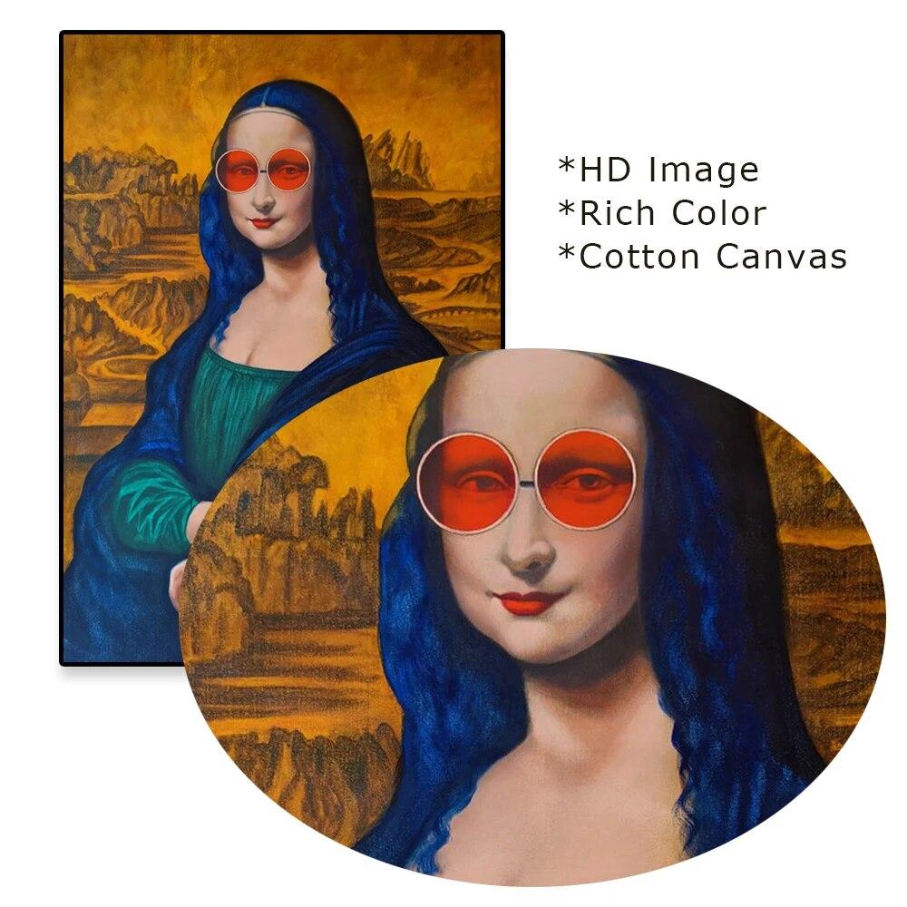 Забавное абстрактное искусство Мона Лиза, холст, картина, современный поп-портрет, постер и принты, уличное искусство, настенные панно для декора домашней комнаты