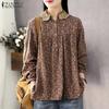 Women Casual Lace Patchwork Long Sleeve Floral Blouse