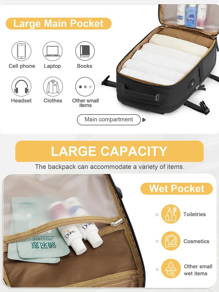 Дорожный рюкзак, легкий деловой рюкзак для руководителей, одобренный для полетов, большой мужской рюкзак для выходного дня, рюкзак для ноутбука 15,6 дюймов