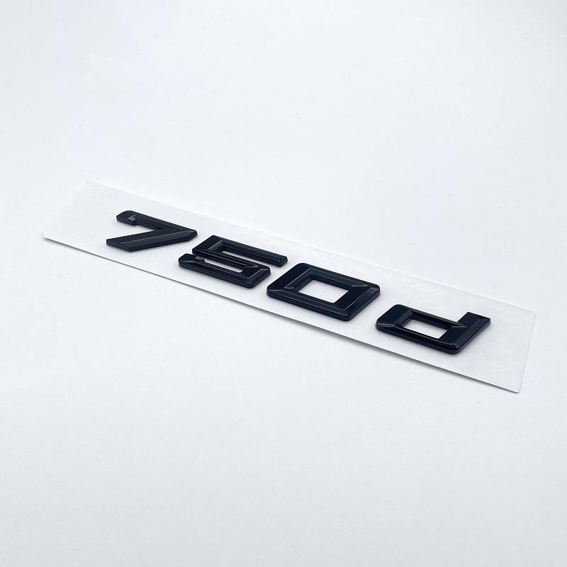 New Font Numbers Letters 730d 740d 745d 750d 760d Top ABS Emblem for BMW 7 Series Car Trunk Nameplate Logo Sticker Black