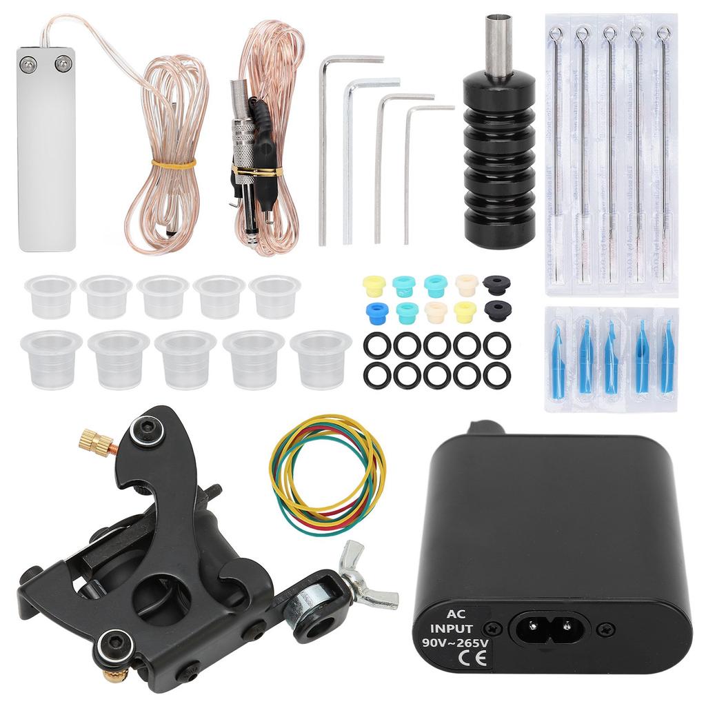 Набор для татуировки с катушкой, зажимной шнур, педаль, блок питания, игла, набор для начинающих, практические татуировки