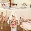 Table Cloth Round European Garden Elegant Embroidered Dining Tablecloth Flower Peony Chair Cover Wedding Home Textile Dust Cover