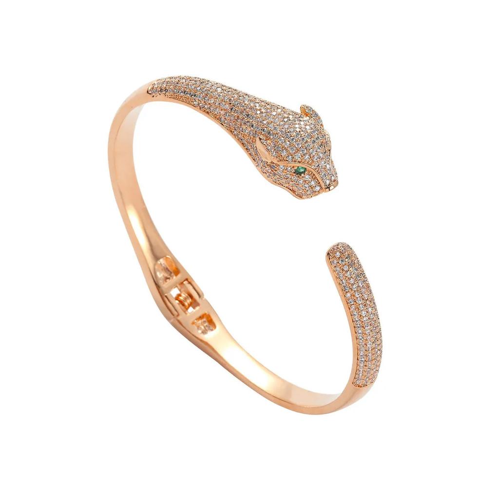 Хип-хоп Браслет с Леопардовым Принтом Медь Инкрустированный Цирконием Браслет Высококлассный Модный Браслет