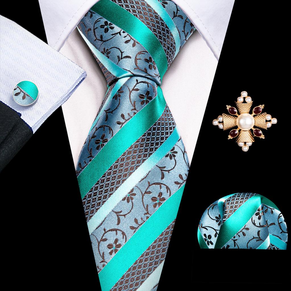 Комплект для мужчин: галстук, брошь и карманный платок