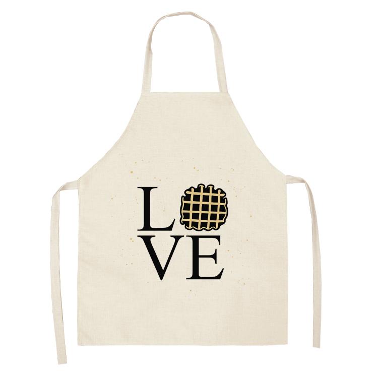 Letter Alphabet Kitchen Apron For Women Linen Bibs Household Cleaning Pinafore Cooking Apron 68*55cm Waist Baking Barista Aprons