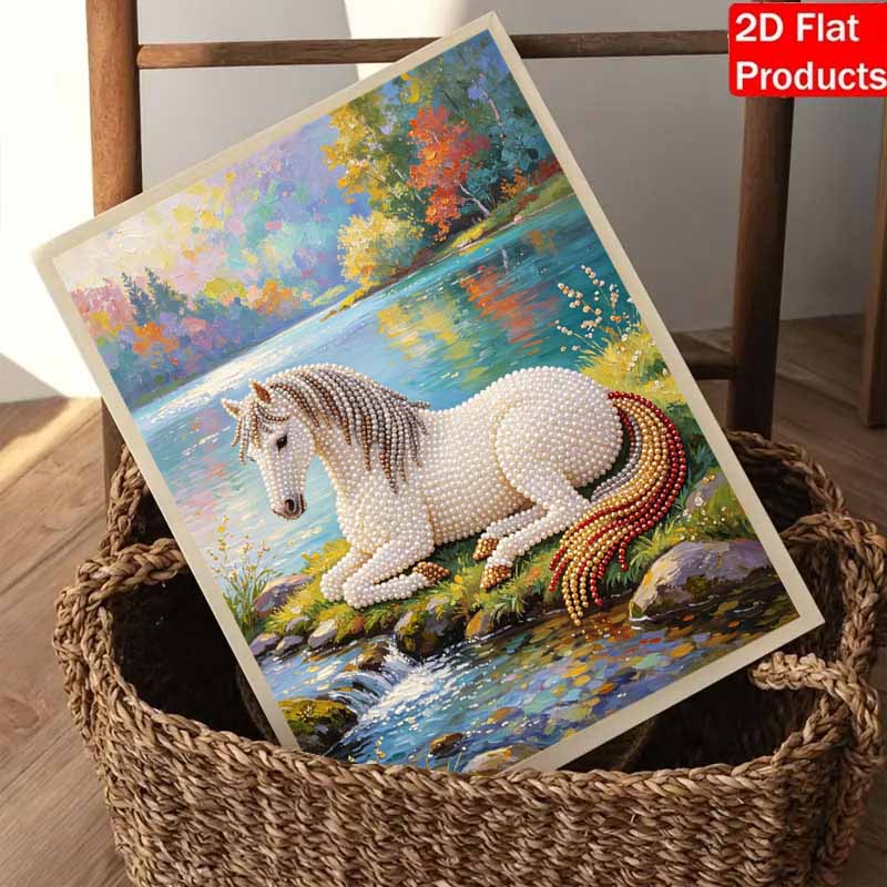 Величественная Лошадь Жемчужный Набор 5D DIY Круглые Стразы Арт для Взрослых Расслабляющее Ручное Изготовление Настенный Декор Праздничный Подарок Без Рамки