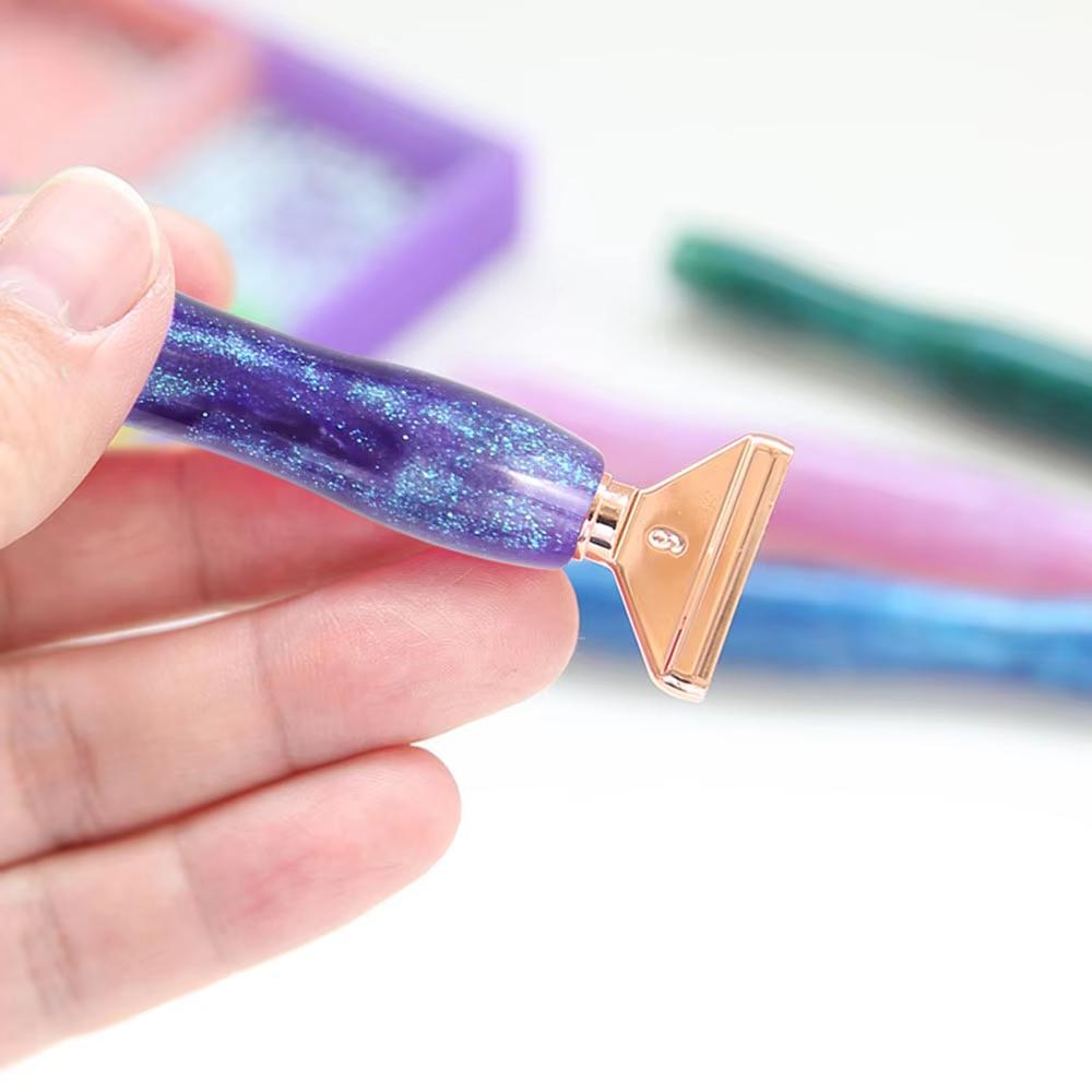 Фиолетовый набор 5D DIY Алмазная ручка Инструмент для алмазной живописи из смолы Точечная ручка с нитью Многофункциональная 6 металлических наконечников и глина