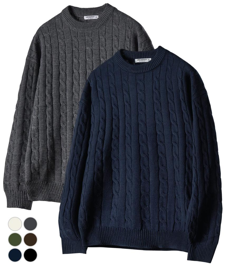 UNTAPPED STUDIO [2Pack] Oversized Cable Round Knit 5 Colors (Type B)