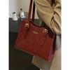 Classic Wine Red Women Shoulder Bags Autumn Winter Versatile PU Leather Lady Handbags Solid Color Commuter Tote Bag