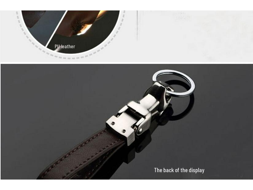 Hyundai Leather Keychain - Zinc Alloy Leopard Head Buckle