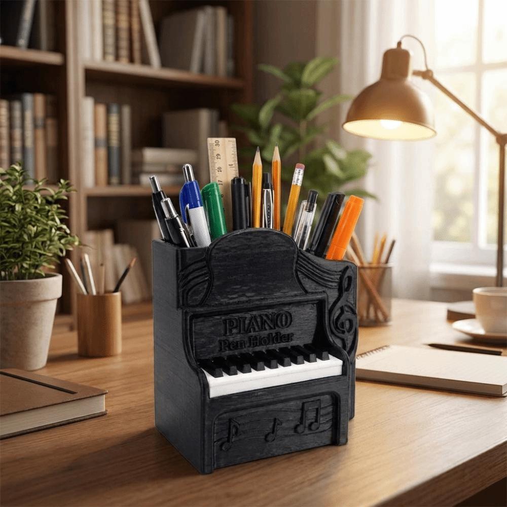 Unique Piano Shaped Storage Box 3D Printed Piano Ornament Piano Pen Holder Stationery Gifts