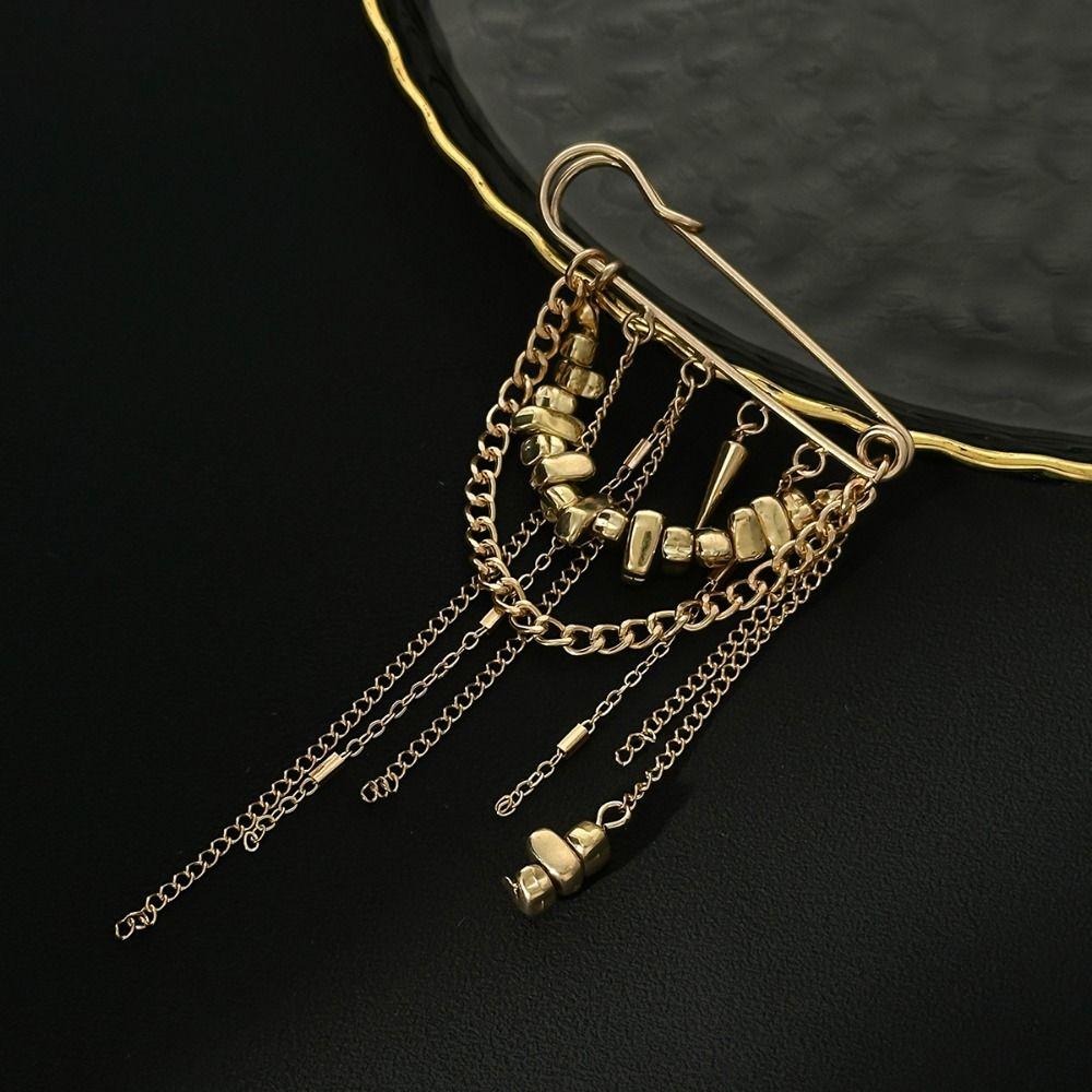 Бисерная цепочка для брюк, булавка, нерегулярная кисточка-подвеска, брошь, аксессуары для одежды