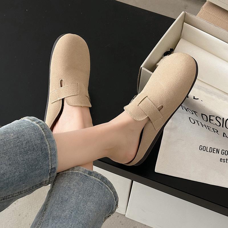 Slippers Women's Bag Head Wear Soft-soled Casual Shoes Half-drag Flat-soled One-pedal Shoes Women's Pregnant Women's Large-size Shoes