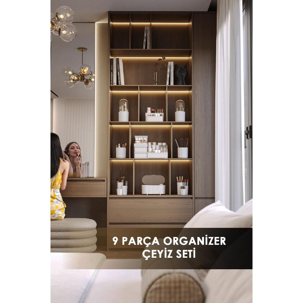 Elegance Xl (35cm) Makeup Cosmetic Perfume Cream Serum Organizer With Drawers White