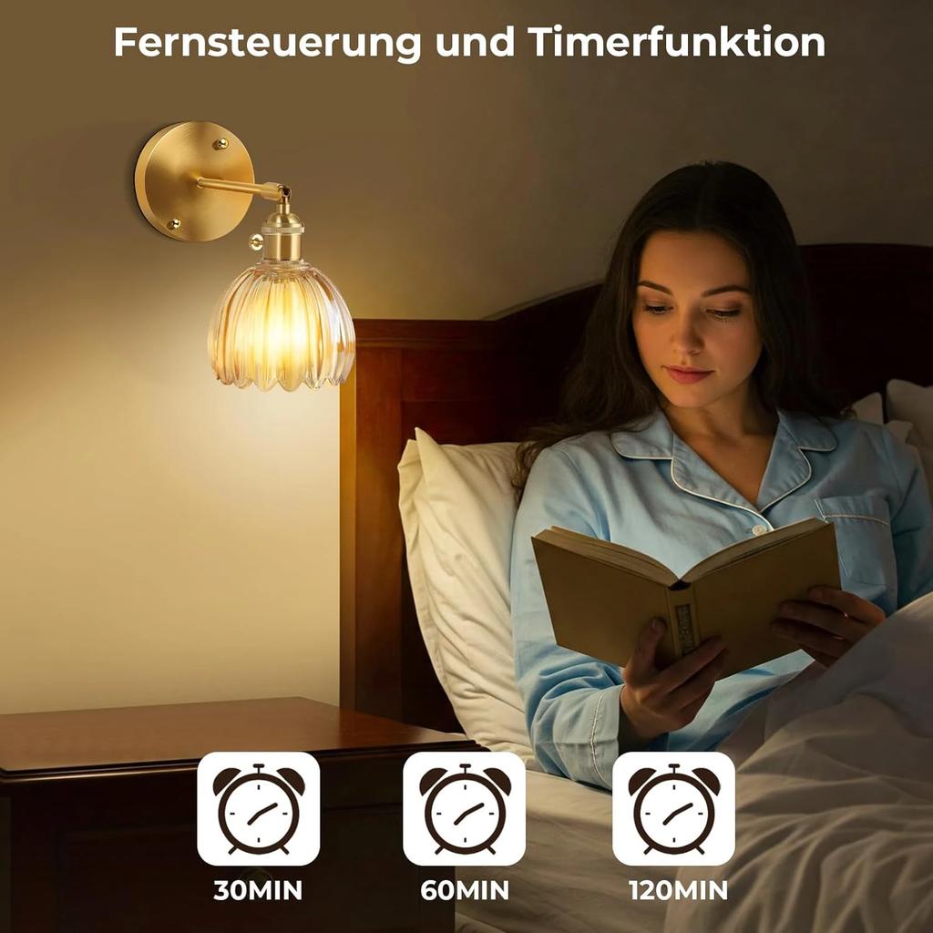 Винтажный стеклянный настенный светильник 2P RGB перезаряжаемая лампочка без проводки для гостиной, спальни, кабинета, гардеробной, лестничной клетки, декоративная лампа