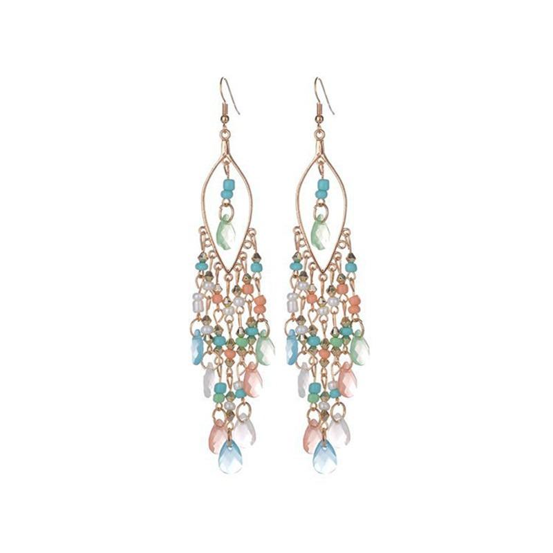 Boho Style Beaded Tassel Earrings Exquisite All-Match Lady Earrings Fashion Elegant Earring