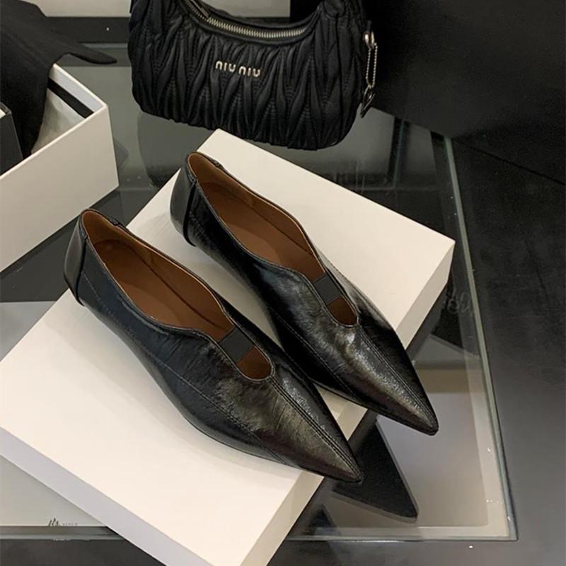 Мода Bailamos Новые Женские Балетки Мода Острый Носок Неглубокие Слипоны Элегантные Туфли Балетки Мягкий Плоский Каблук Платье Одинарные Туфли