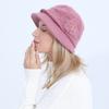 New Women's Knitted Bucket Hat Autumn and Winter Flowers Fashion Plus Velvet Thick Warm Hat