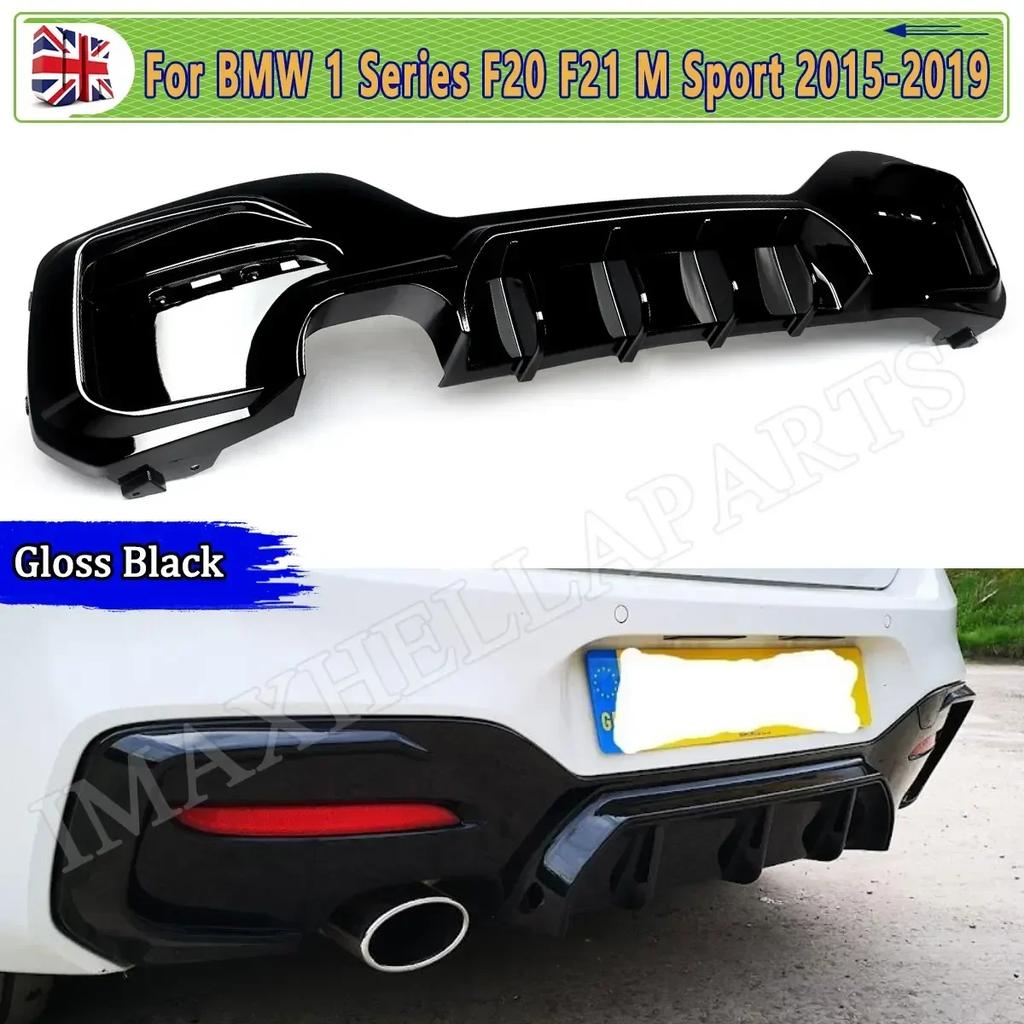 Rear Bumper Diffuser for BMW 1 Series F20 F21 M Sport 125i LCI 2015-2019 Gloss Black Rear Lip Spoiler Lip Single & Dual Exhaust FY3