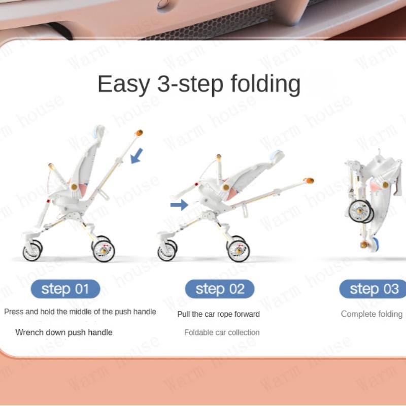 Легкая детская коляска с высоким обзором, двунаправленная четырехколесная тележка, складывающаяся, может сидеть или лежать, детская коляска с комфортом для ребенка
