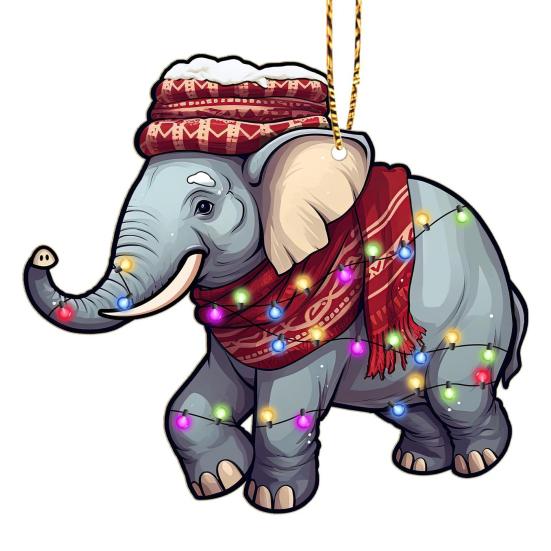 Рождественские украшения Мультяшные животные Санта лось слон подвесное украшение акриловый кулон с шнурком для домашнего декора елки