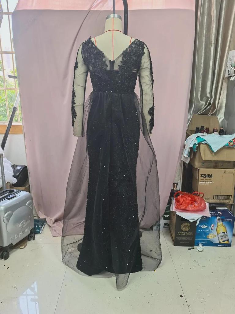 Элегантное женское длинное кружевное вечернее платье 2025 года в европейском и американском стиле