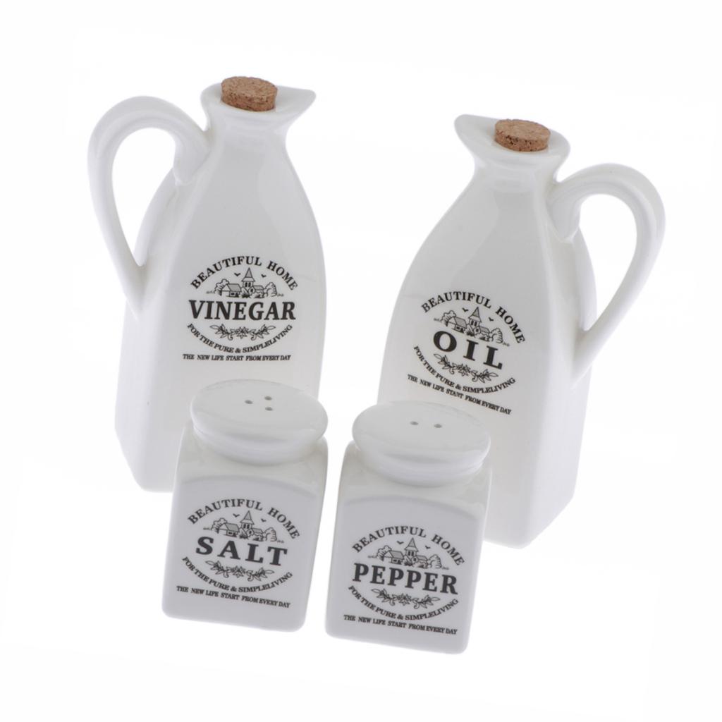 Белый керамический набор из 4 шт. для масла, уксуса, соли, перца, кухонный инструмент, гаджет