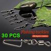 Соединитель для приманки, 30 шт., соединительные кольца для рыболовной приманки, вращающийся вертлюг с защелкой, аксессуары для рыбалки