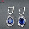 New Temperament Fashion Oval Simulation Sharp Crystal Blue Color Treasure Earrings Women's Net Red Live Broadcast Earrings