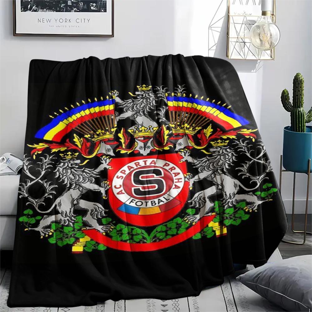 1Pc AC Sparta Praha Print Flannel Blanket, High quality Comfortable for All Seasons, Home Decor, Warmth and Comfort, Perfect for Christmas Gifts