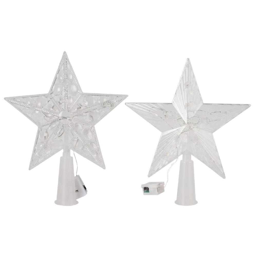 Lighted Star Christmas Tree Ornament Plastic Light Up Props Creative Christmas Tree Topper
