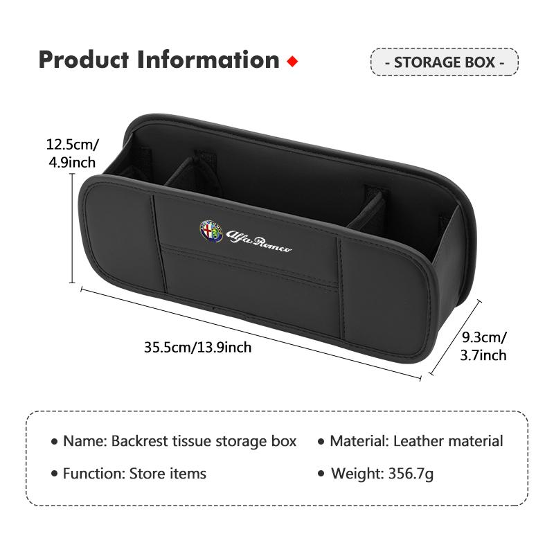 Car Drink Storage Box Phone Pocket Back Seat Tissue Hanging Bag For Alfa Romeo Giulia 147 Mito 156 159 166 GT Stelvio Brera