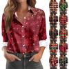 Women's Shirt Blouse Christmas Print Button Long Sleeve Casual Basic Shirt Collar Regular Top