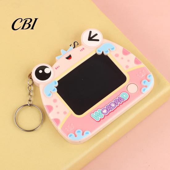 Reusable Writing Pad Mini Drawing Board Keychain for Kids, Cartoon Frog with Key Ring, Hanging Doodle Sketch School Bag LCD Tablet Pendant