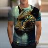 Summer Men Kids 3D Printed Leopard T-Shirt Fashion O-neck Tops Tees Male Fashion Short Sleeve Clothing Casual Stylish Streetwear