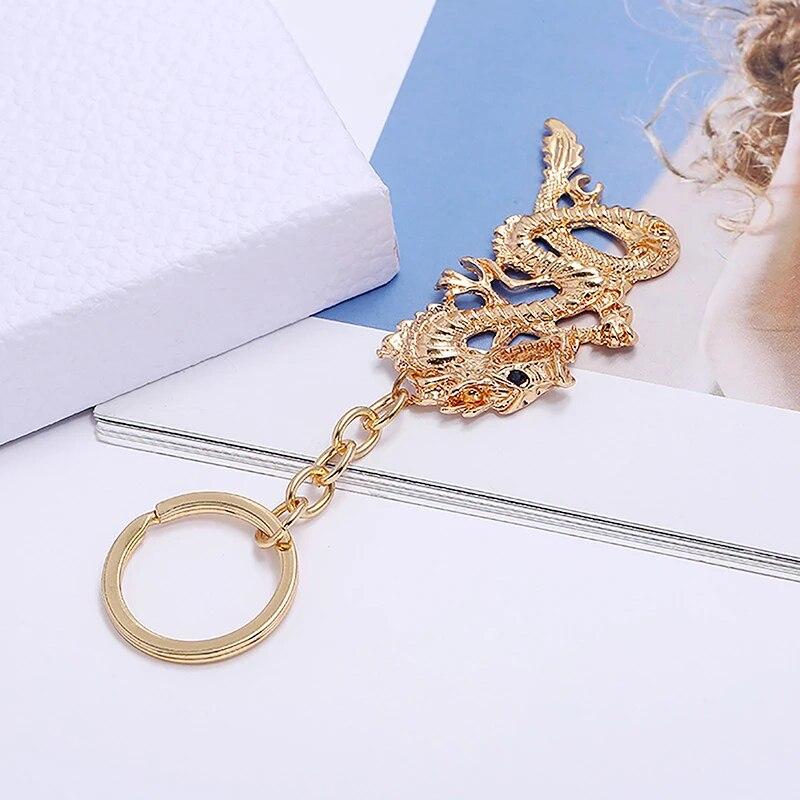 Полый винтажный китайский кулон в виде дракона, сплав, брелок для ключей автомобиля, дракон, Новый год 2026, брелок для ключей, подвески для сумки, подарки для женщин и мужчин