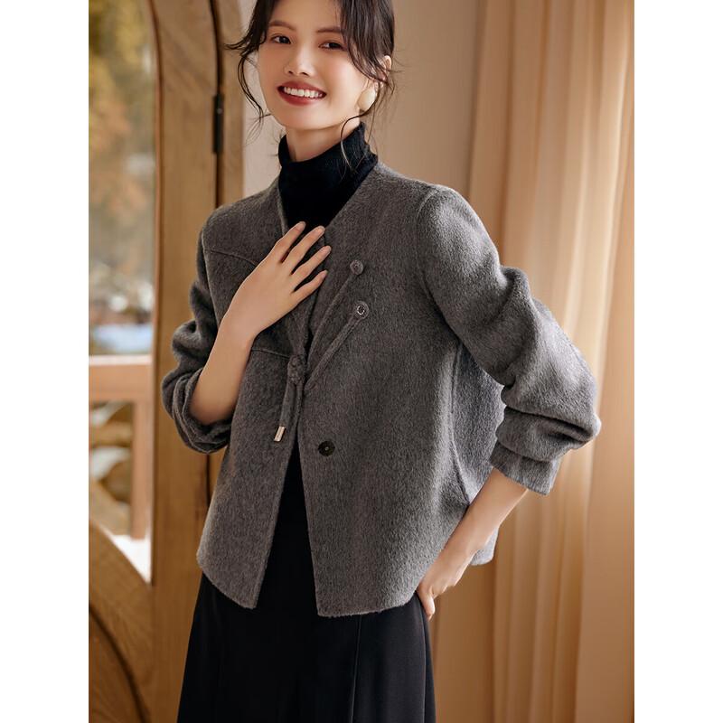 XWI Women's New Chinese Style Toggle Button Wool Coat