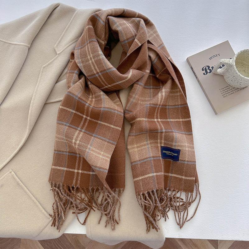 Осень и зима новый универсальный шарф женский утолщенный вязаный толстый бахромчатый теплый шарф имитация кашемира шаль