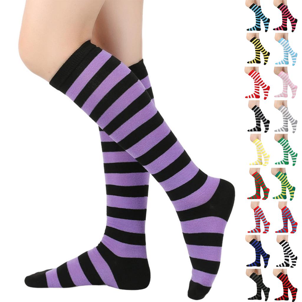 Women's Wide-stripe Calf Socks, Mid-calf And Knee-high Socks